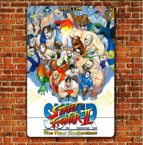 Street Fighter II Metal Tin Sign (8 x 12 in)